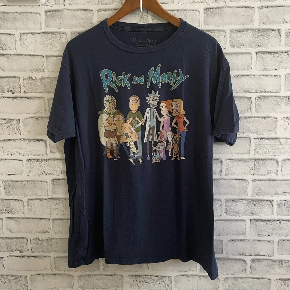 Men’s Rick & Morty Adult Swim Ripple Junction navy blue t-shirt XL